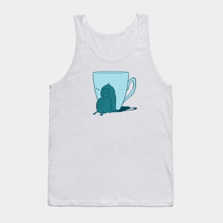 Sleepy Owl and Cup Teal Tank Top